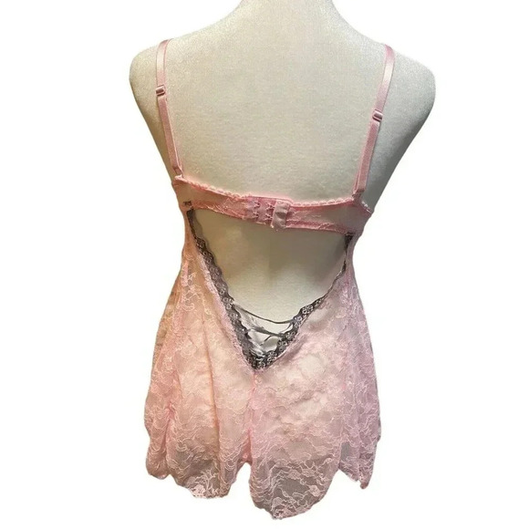 Native Intimates Women's 34C Cup Sexy Night Wear Sleep Wear Pink Lace with Gray - Picture 4 of 7